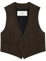 Ami Alexandre Mattiussi Sleeveless Military Jacket Brown In Dark Coffe/ Sable