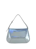 Amina Muaddi Ami Handbag In Mirror Silver + Silver Hardware