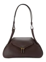 Amina Muaddi Leather Gemini Shoulder Bag In Brown