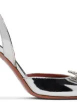 Amina Muaddi Silver Begum Sling Heels