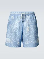 Amiri Printed Cotton-blend Shorts In Blue