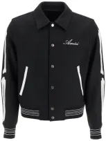 Amiri Bones Varsity Jacket In Black