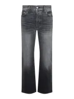 Amiri Mid-rise Logo-patch Straight-leg Jeans In Gray