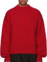 Amomento Red Fluffy Brushed Knit Sweater