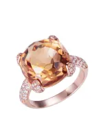 Anabela Chan 18kt Rose Gold Vermeil Sugarloaf Faceted Citrine Ring In Pink