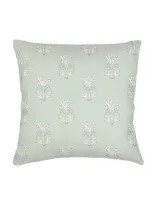 Anaya Block Print Linen Euro Pillow Down Alternative Insert In Mint Green