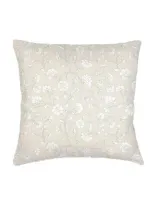 Anaya Jaipur Floral Linen Euro Pillow Down Alternative Insert In Beige