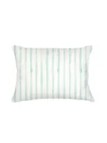 Anaya Riviera Striped Linen Pillow Down Insert In Aqua