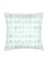 Anaya Watercolor Waves Linen Euro Pillow 26x26 Down Insert In Aqua