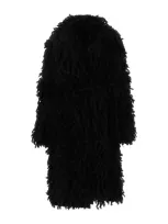 Andreädamo Faux-fur Belted Coat In Black