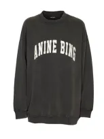 Anine Bing Logo Oversized Sweatshirt In Washed Black