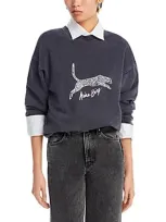 Anine Bing Spencer Cotton Crewneck Sweatshirt In Washed Black