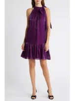 Anne Klein Bow Accent Tiered Dress In Purple Bloom (y25)