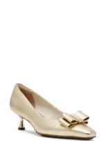 Anne Klein Women's Theresa Bow Kitten Heel Dress Pumps In Light Gold