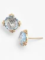 Anzie 'dew Drop' Stud Earrings In Blue Topaz/ Yellow Gold