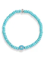 Anzie Turquoise Evil Eye Beaded Stretch Bracelet In Blue