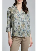 Apny Abstract Print Button-up Shirt In Beige Multi