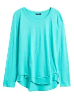 Apny Layered Hem Cotton Slub Top In Garden Green