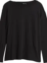 Apny Relaxed Fit Long Sleeve Cotton T-shirt In Black