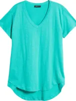 Apny V-neck High-low T-shirt In Garden Green