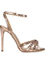 Aquazzura Leather Tequila Sandals 105 In Gold