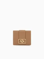 Armani Exchange Asv Gold Monogram Logo Wallet In Brown