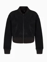 Armani Exchange Black Denim Blouson With Rhinestones