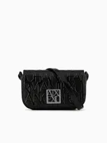 Armani Exchange Embossed Logo Crossbody Bag In Black