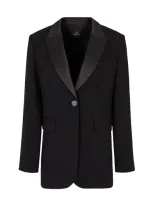 Armani Exchange Buttoned Long-sleeve Blazer In Black