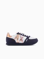 Armani Exchange Microfiber Sneakers With Logo In Multi