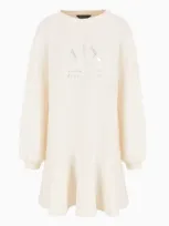 Armani Exchange Oversized Dress With Soft Bottom And Metal Logo Print In Neutral