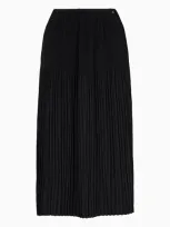 Armani Exchange Pleated Voile Longuette Skirt In Black