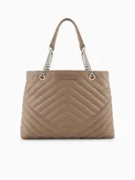 Armani Exchange Logo-plaque Tote Bag In Beige