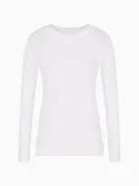 Armani Exchange Regular Fit Basic Pima Cotton Long Sleeve T-shirt In White