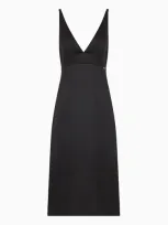 Armani Exchange Satin Longuette Dress In Black