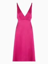 Armani Exchange Satin Longuette Dress In Fuchsia