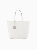 Armani Exchange Shopper With All-over Embossed Logo In White