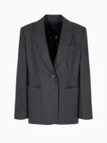 Armani Exchange Single-breasted Cloth Jacket In Grey