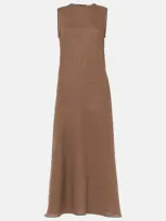 Asceno Tallin Linen Maxi Dress In Brown