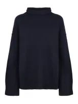 Aspesi Turtleneck Ribbed Knit Pullover In Blue