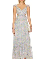 Astr Primrose Dress In Blue Pink Floral