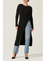 Astr The Label High Slit Long Sweater In Black