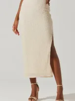 Astr The Label Keely Textured Midi Skirt In Natural