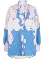 Attico Oversized Bleached-effect Shirt Jacket In Purple