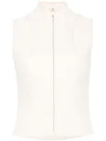 Aya Muse Womens Off White Sleeveless Panelled Cotton-denim Vest In Neutrals