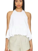 Azeeza Winston Poplin Halterneck Top In White