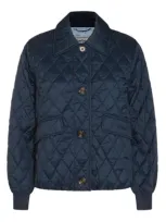 Barbour Womens  X Alexa Chung Jamie Cropped Quilted Shell Jacket In Blue