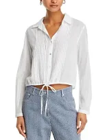 Bella Dahl Cotton Pintuck Crop Shirt In White