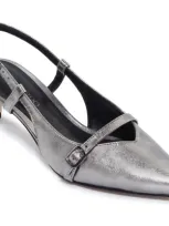 Bernardo Marietta Slingback Pointed Toe Kitten Heel Pump In Gunmetal