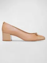 Bernardo Marisol Heels In Sand Glove Leather/sand Soft Patent Leather